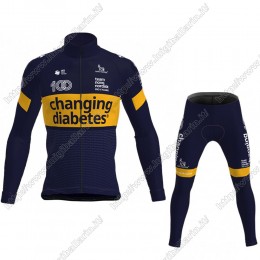 Novo Nordisk 2021 Abbigliamento Maglia Ciclismo Manica Lunga e Salopette Lunga WSAHW