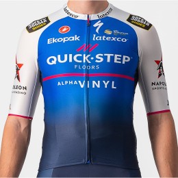 Maglia da ciclismo Quick Step Alpha Vinyl 2022 Aero Race 6.1 manica corta (cerniera lunga) Squadra ciclistica professionale