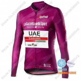 Winter Thermal Fleece Men Giro D'italia Uae Emirates 2021 Maglia Ciclismo Manica Lunga 1665-CUT